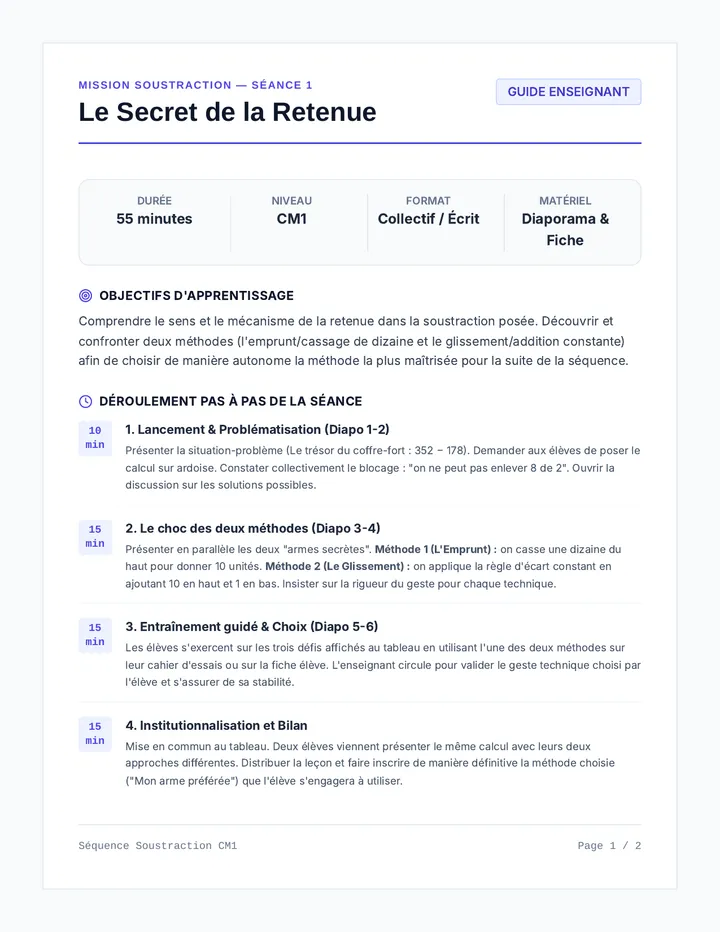 Secret Retenue Guide Enseignant