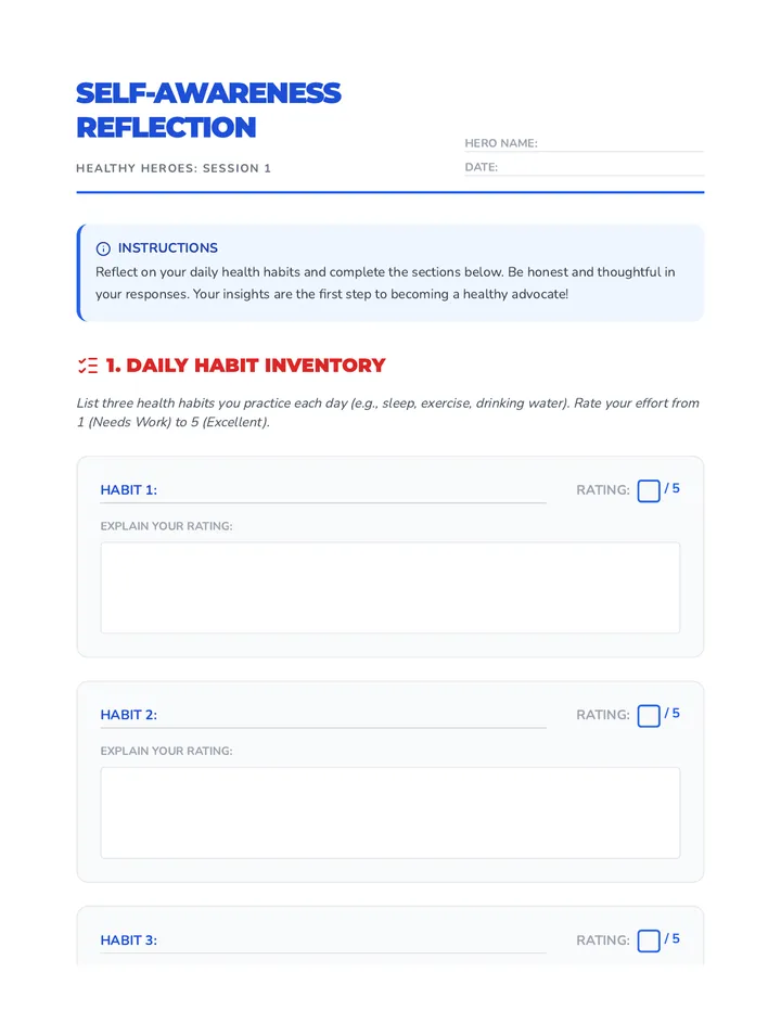 Self-Awareness Reflection Worksheet