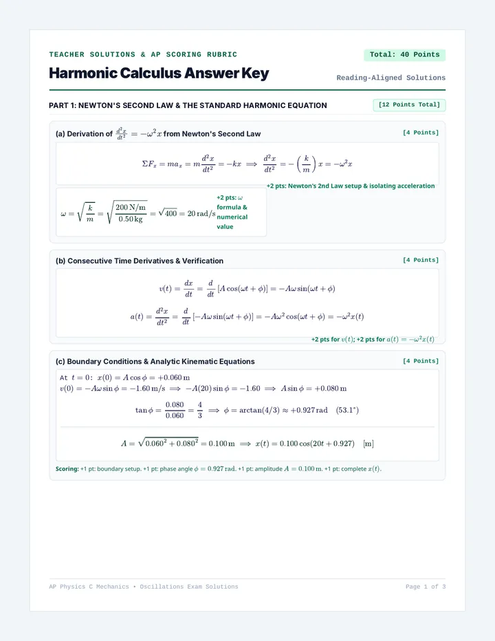 Oscillations Exam Answer Key