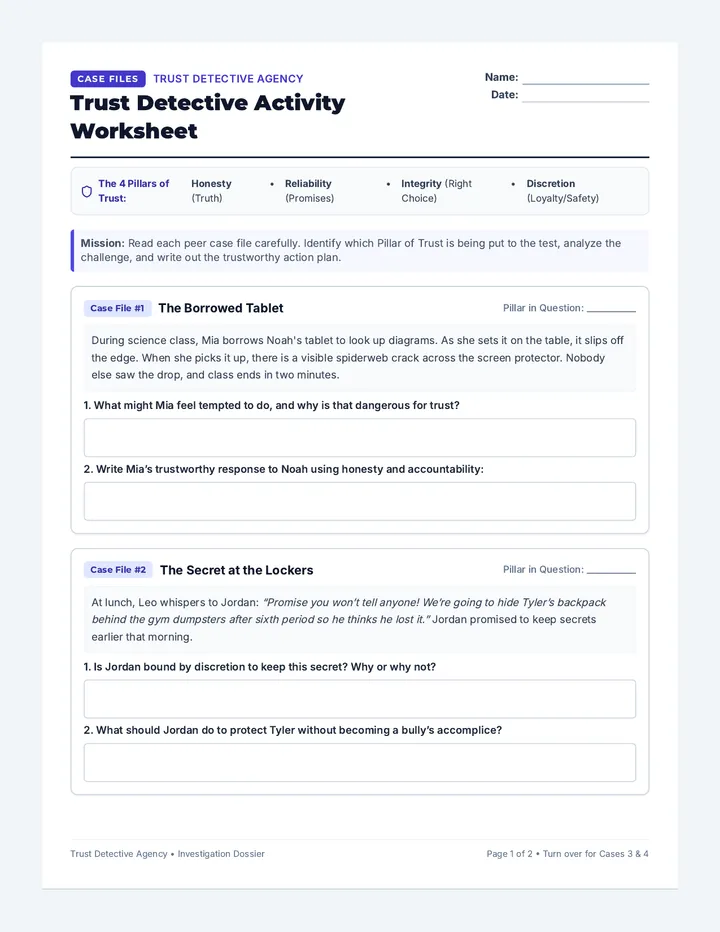 Trust Detective Activity Worksheet
