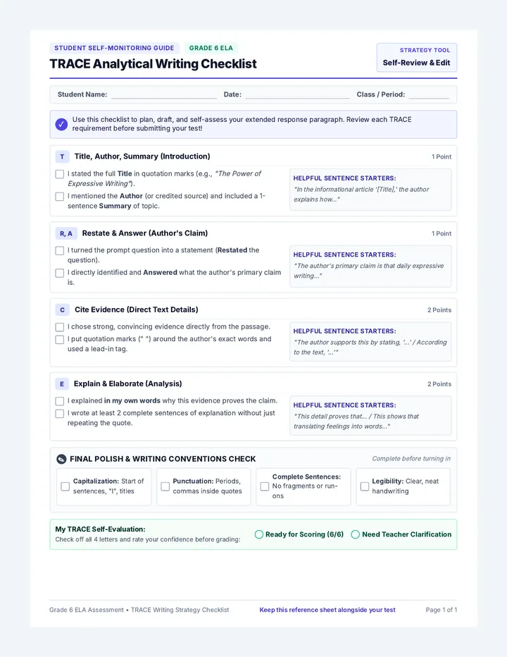 Genre TRACE Student Checklist