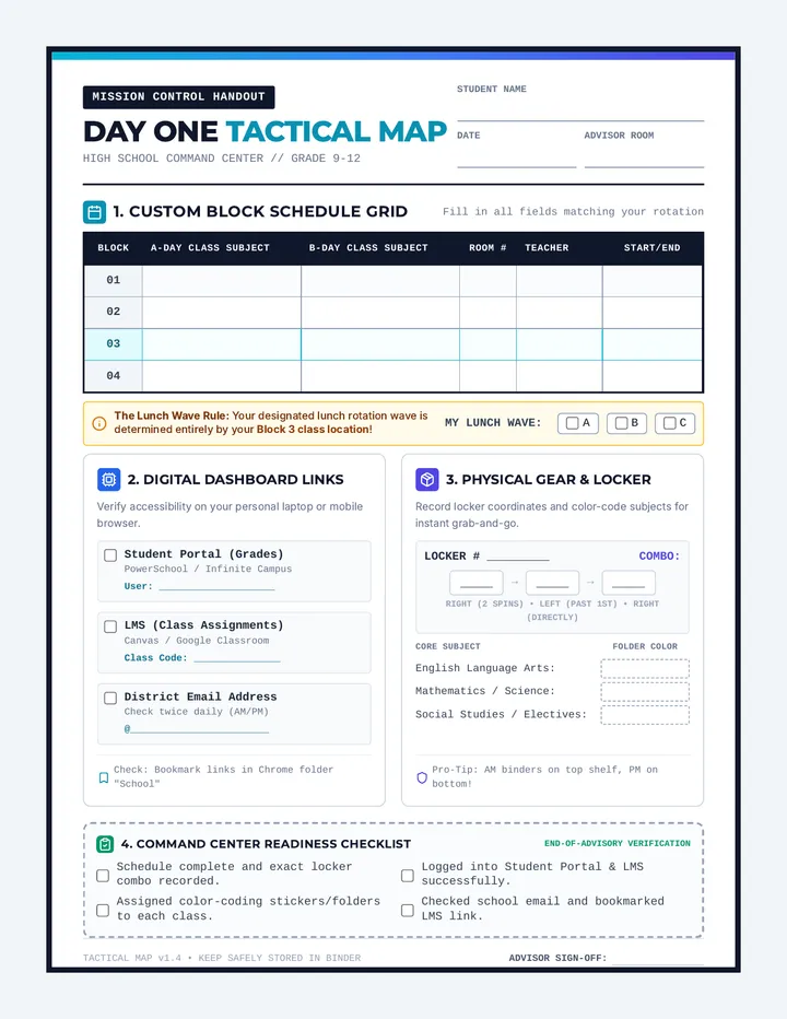 Day One Tactical Map Worksheet