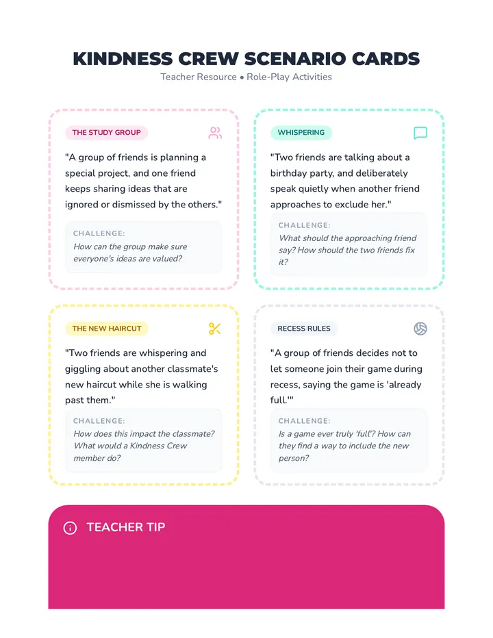 Kindness Crew Scenario Cards