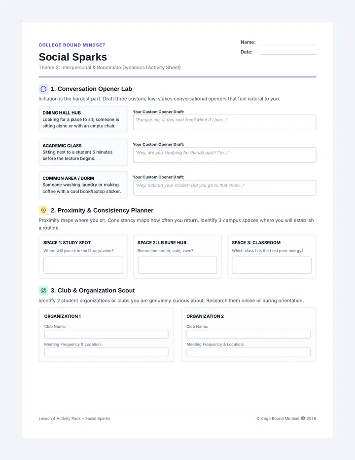 Social Sparks Activity Sheet