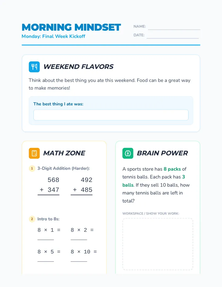Monday Week 4 Worksheet