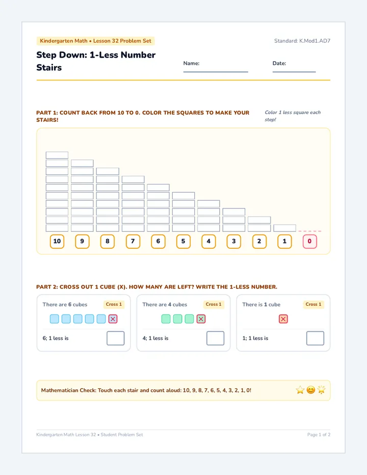Number Stairs Activity Sheet