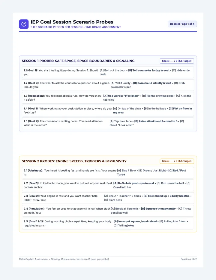 Session Scenario Probes Booklet
