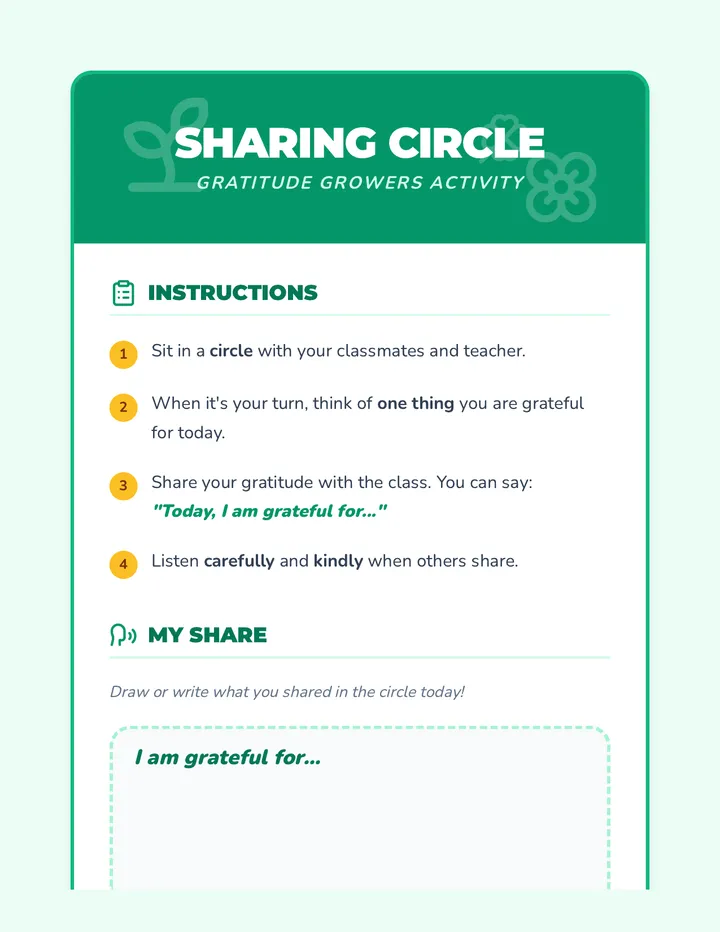 Gratitude Sharing Activity Guide