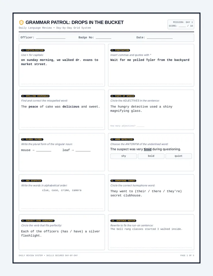 Grammar Drops Warmups