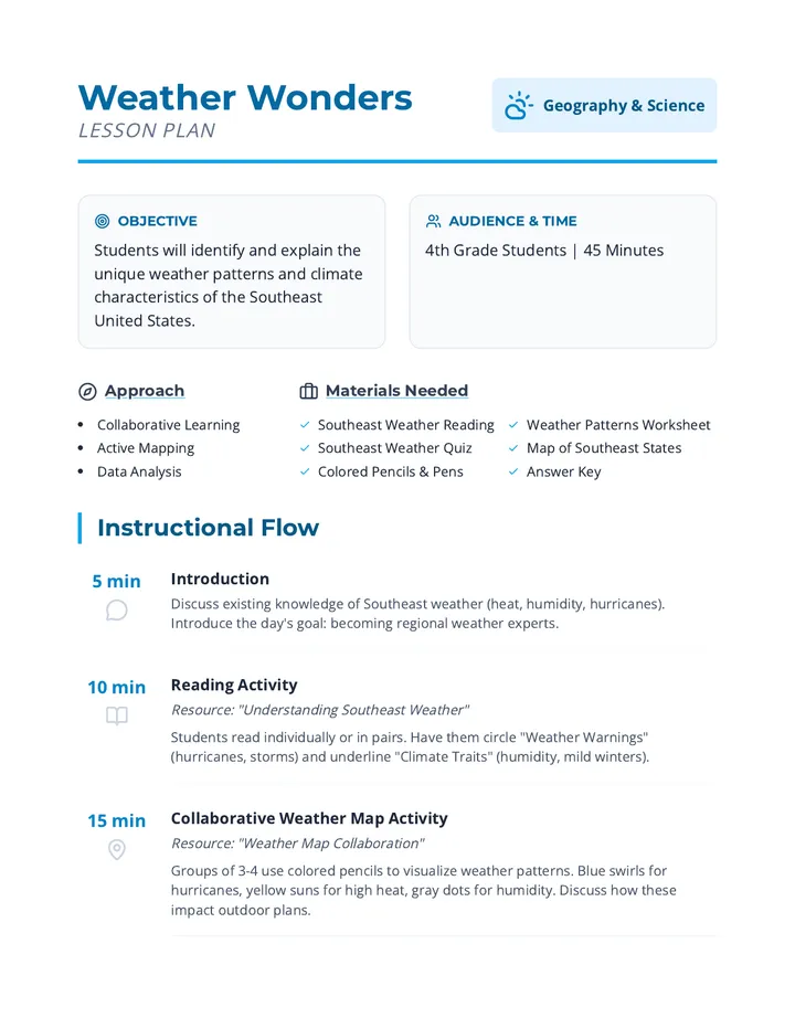 Weather Wonders Teacher Guide