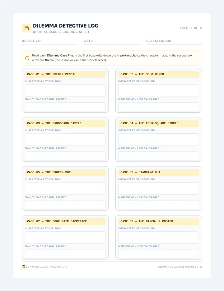 Dilemma Detective Recording Sheet