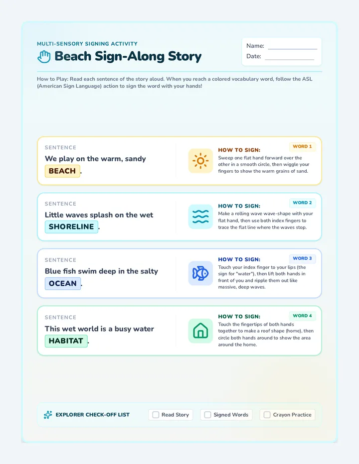 Beach ASL Sign Along Story
