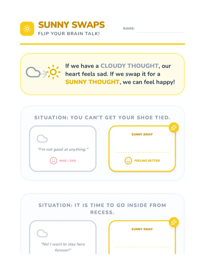 Sunny Swaps Worksheet