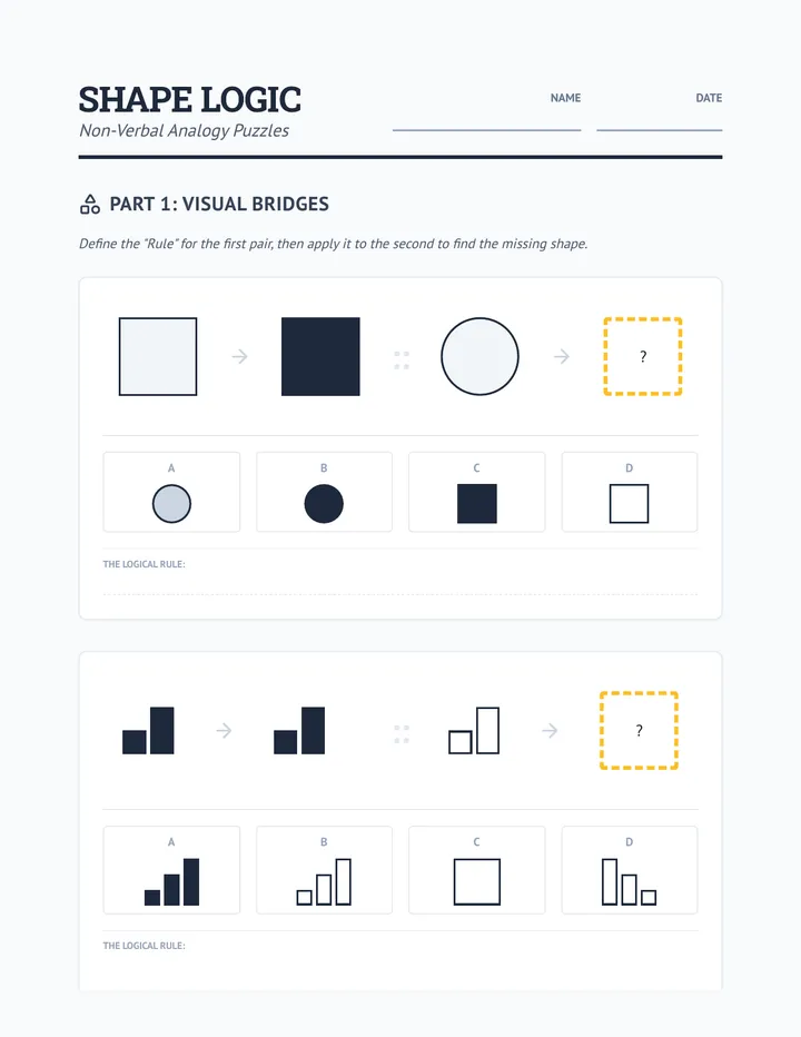 Matrix Puzzles Worksheet