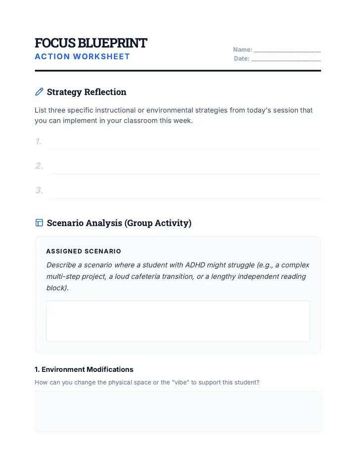 Focus Blueprint Worksheet
