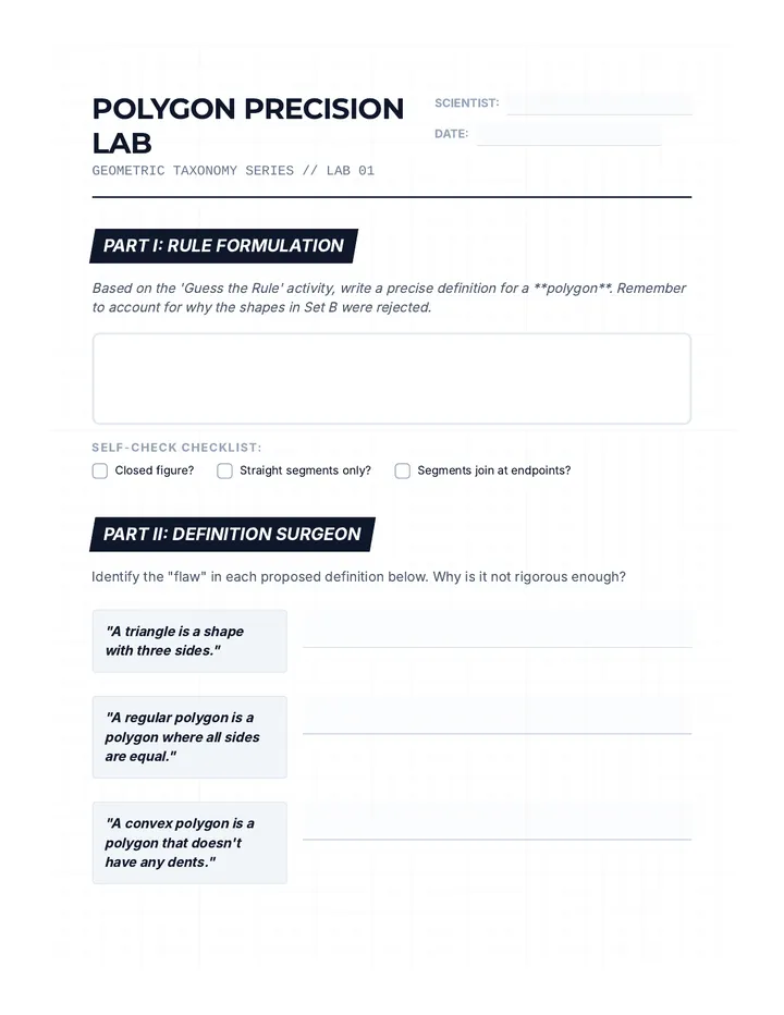 Precise Polygon Definitions Worksheet