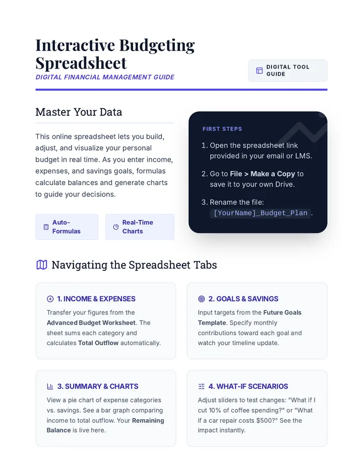 Interactive Budgeting Spreadsheet Guide