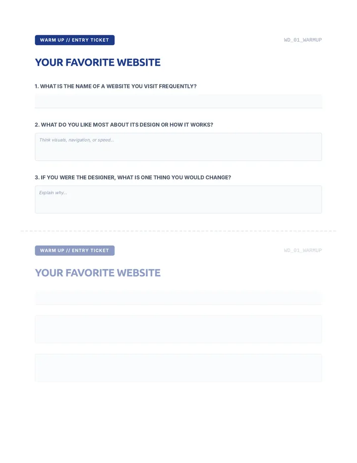 Web Design Warm Up