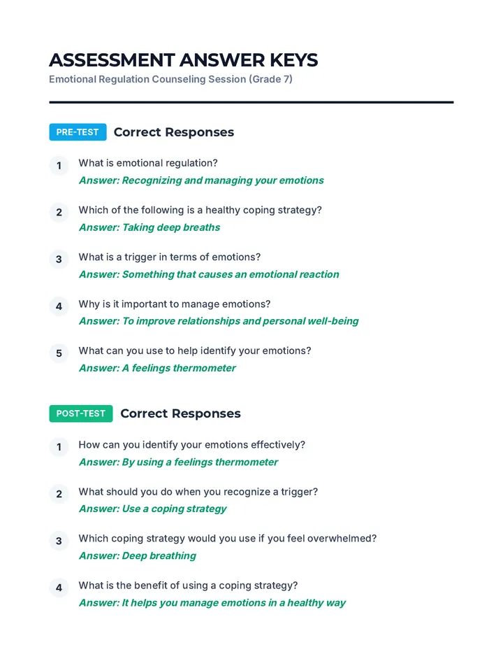 Regulation Assessment Keys