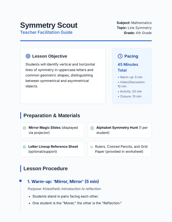 Symmetry Scout Teacher Guide