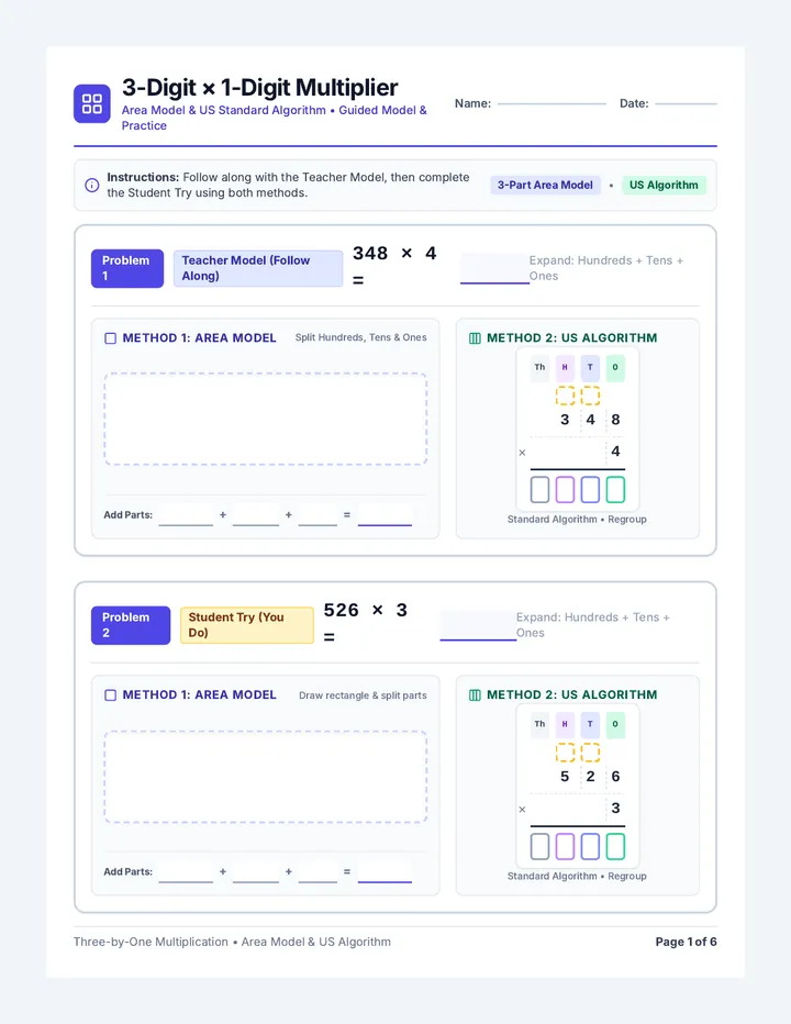 Three Digit Multiplier Packet