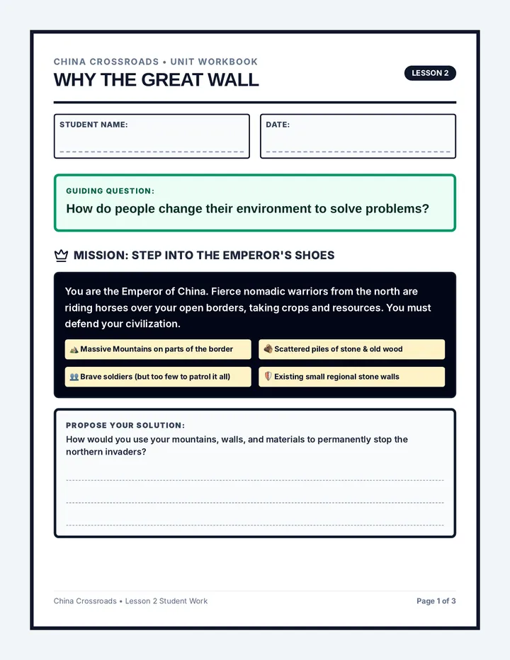 Great Wall Student Worksheet