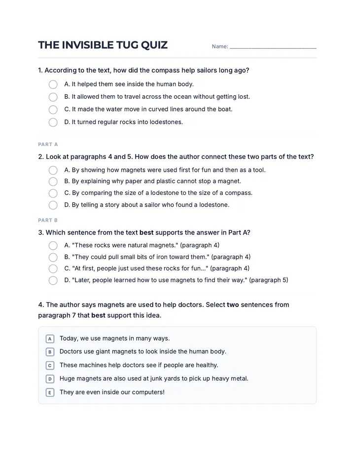 Invisible Tug Quiz Page 1