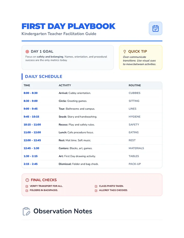 First Day Playbook Teacher Guide