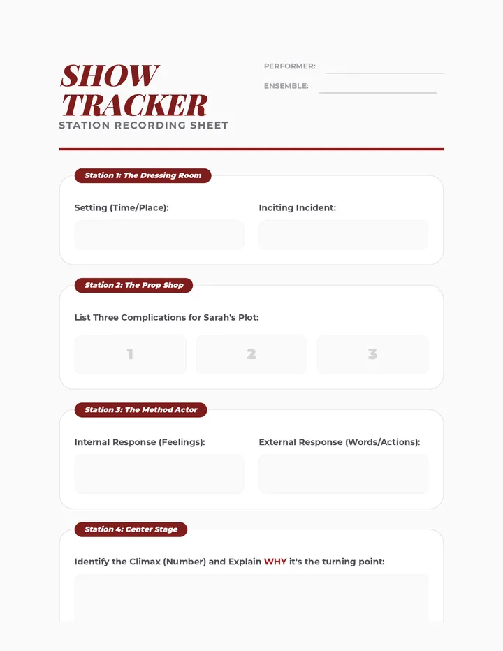 Stage Secrets Station Tracker Worksheet