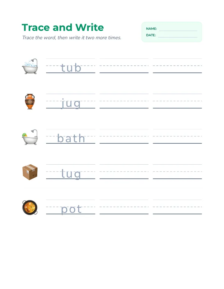 Trace and Write Worksheet