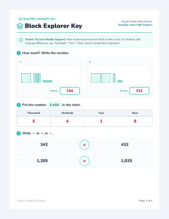 Block Explorer Teacher Key