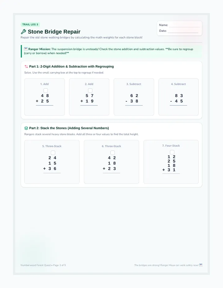 Stone Bridge Repair Worksheet