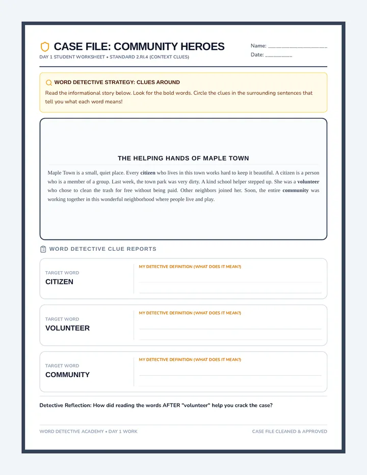 Community Heroes Worksheet