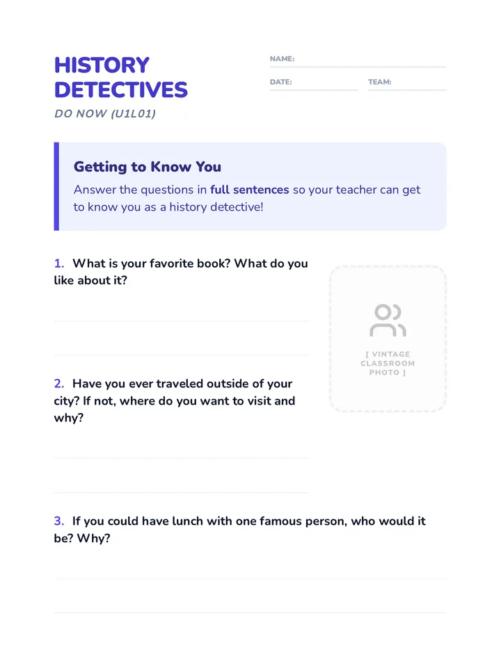 History Detectives Workbook