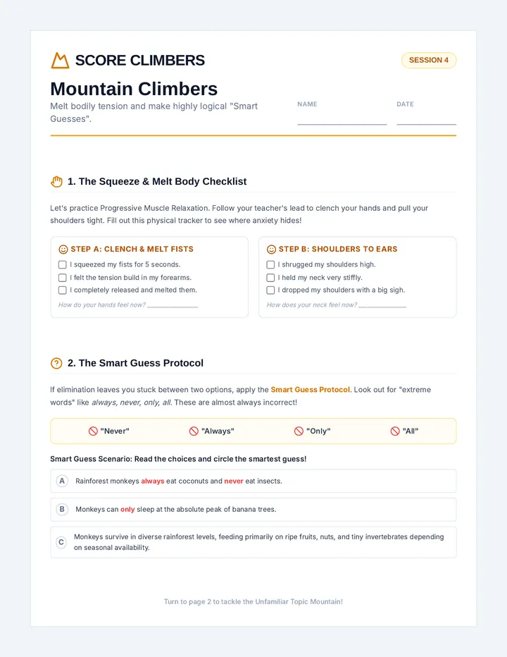Mountain Climbers Worksheet