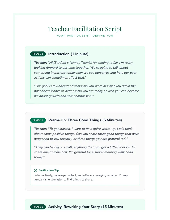 Your Past Doesnt Define You Teacher Script