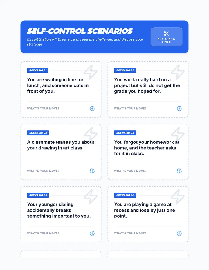 Self-Control Scenario Cards