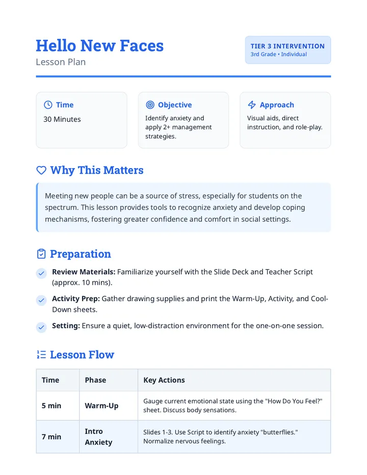 Hello New Faces Lesson Plan