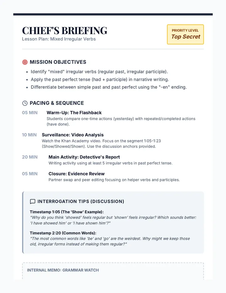 Chief Briefing Teacher Guide