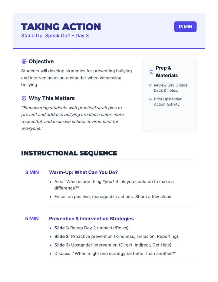 Taking Action Lesson Plan