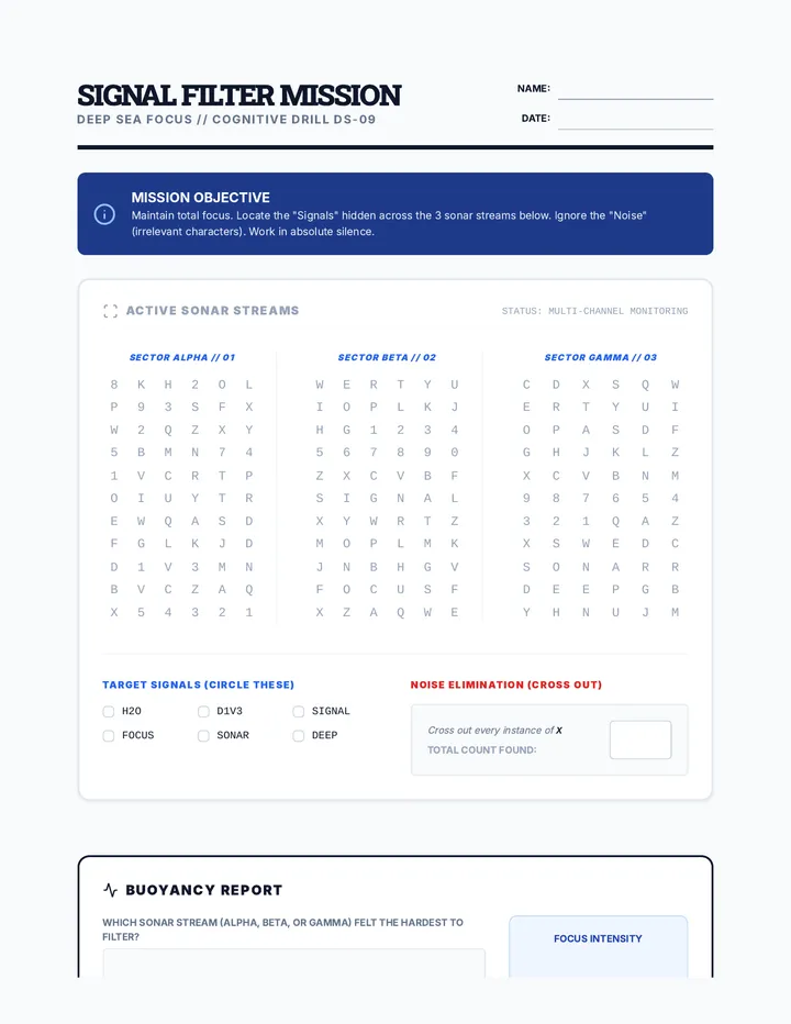 Signal Filter Worksheet