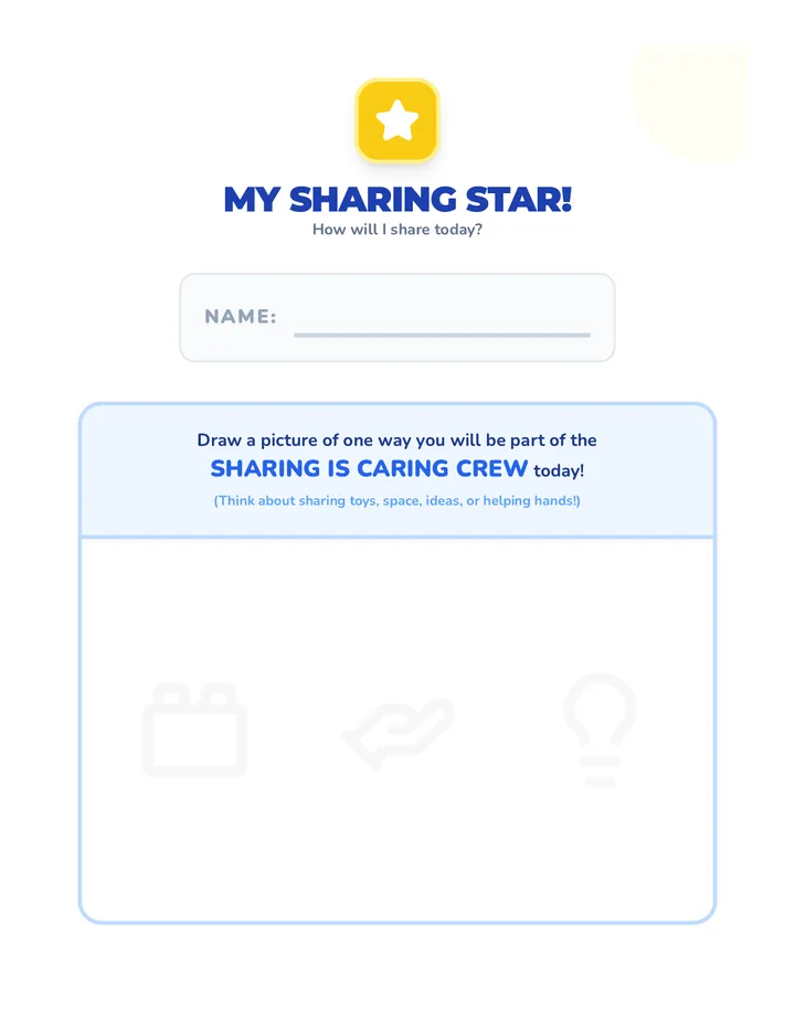 My Sharing Star Worksheet