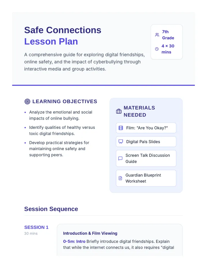 Safe Connections Lesson Plan