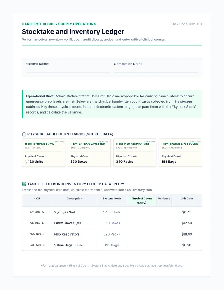 Stocktake and Inventory Ledger