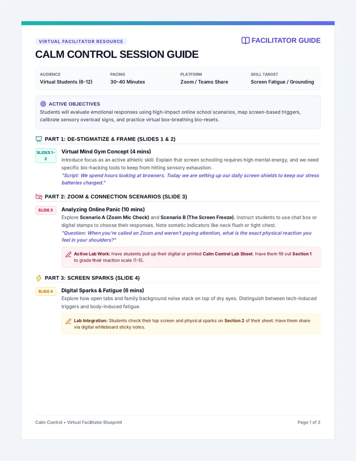 Calm Control Teacher Guide