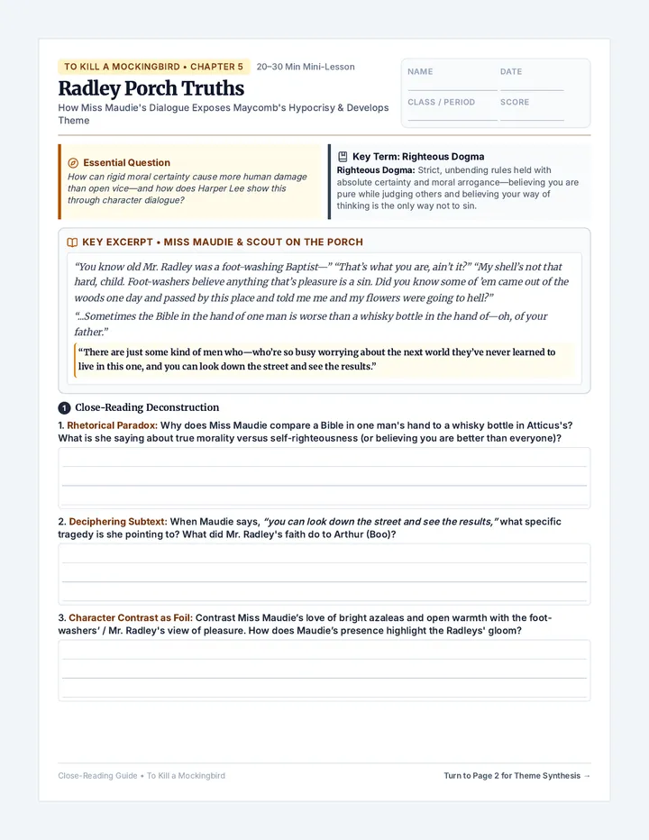 Radley Porch Truths Worksheet