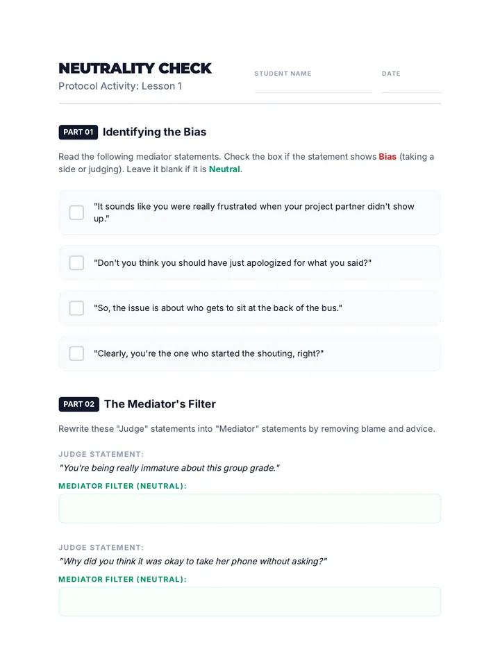 Neutrality Check Worksheet