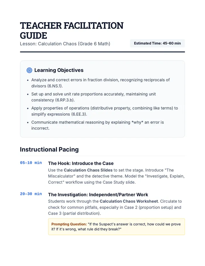 Calculation Chaos Teacher Guide