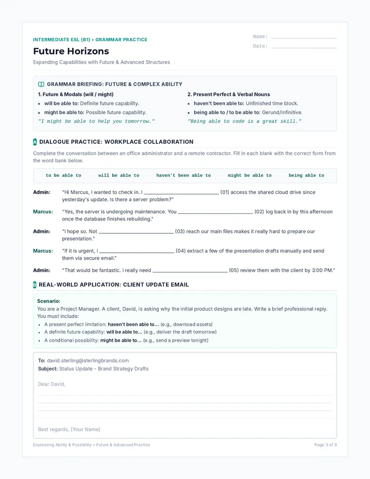Future Horizons Worksheet