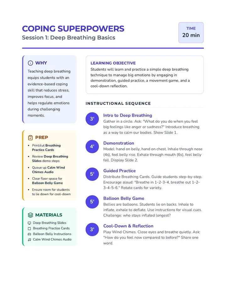 Breathing Basics Lesson Plan